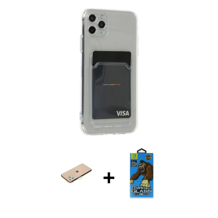 MARSİLYAN™- iPhone 11 Pro Max Kılıf Doruk Klasik Koleksiyonu - Siyah 18D Cam Ekran Koruyucu + Renkli Kamera Lens Koruma Cam - YL