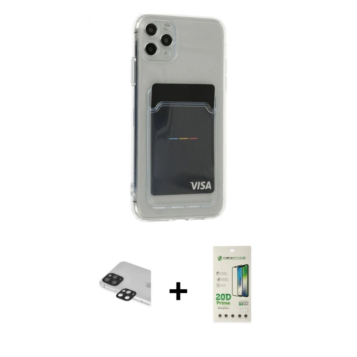 MARSİLYAN™- iPhone 11 Pro Max Kılıf Doruk Klasik Koleksiyonu - Siyah 20D Premium Cam Ekran Koruyucu + Pers Alüminyum Kamera Lens - SH