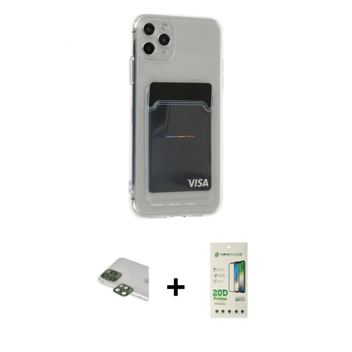 MARSİLYAN™- iPhone 11 Pro Max Kılıf Doruk Klasik Koleksiyonu - Siyah 20D Premium Cam Ekran Koruyucu + Pers Alüminyum Kamera Lens - YL