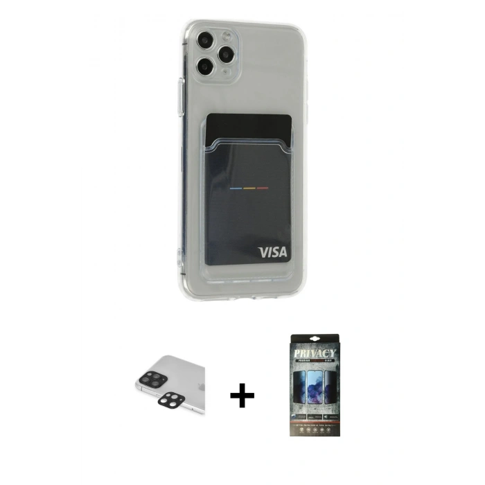 MARSİLYAN™- iPhone 11 Pro Max Kılıf Doruk Klasik Koleksiyonu - Siyah 34D Hayalet Izgaralı Cam + Pers Alüminyum Kamera Lens - SH
