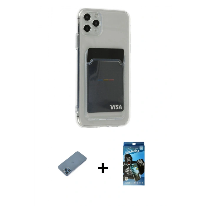 MARSİLYAN™- iPhone 11 Pro Max Kılıf Doruk Klasik Koleksiyonu - Siyah 34D Izgaralı Cam + Shine Kamera Lens Koruma Cam - MI