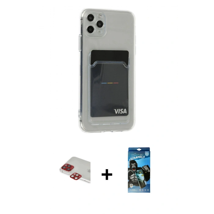 MARSİLYAN™- iPhone 11 Pro Max Kılıf Doruk Klasik Koleksiyonu - Siyah 34D Izgaralı Cam + Pers Alüminyum Kamera Lens - KI