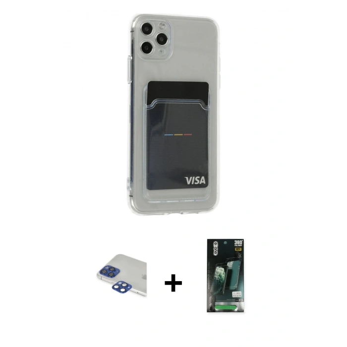MARSİLYAN™- iPhone 11 Pro Max Kılıf Doruk Klasik Koleksiyonu - Siyah 360 Mat Full Body Arka Koruyucu + Pers Alüminyum Kamera Lens - LT