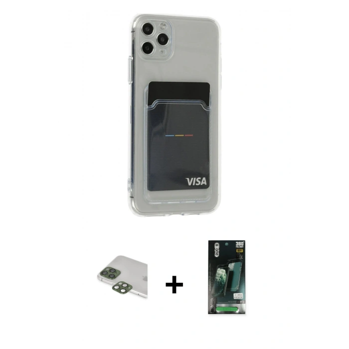 MARSİLYAN™- iPhone 11 Pro Max Kılıf Doruk Klasik Koleksiyonu - Siyah 360 Mat Full Body Arka Koruyucu + Pers Alüminyum Kamera Lens - YL