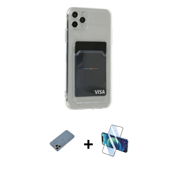MARSİLYAN™- iPhone 11 Pro Max Kılıf Doruk Klasik Koleksiyonu - Siyah 3D Antistatik Cam Ekran Koruyucu + Shine Kamera Lens Koruma Cam - GI