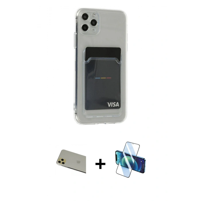 MARSİLYAN™- iPhone 11 Pro Max Kılıf Doruk Klasik Koleksiyonu - Siyah 3D Antistatik Seramik Nano Ekran Koruyucu + Rainbow Kamera Lens Koruma Cam - GD
