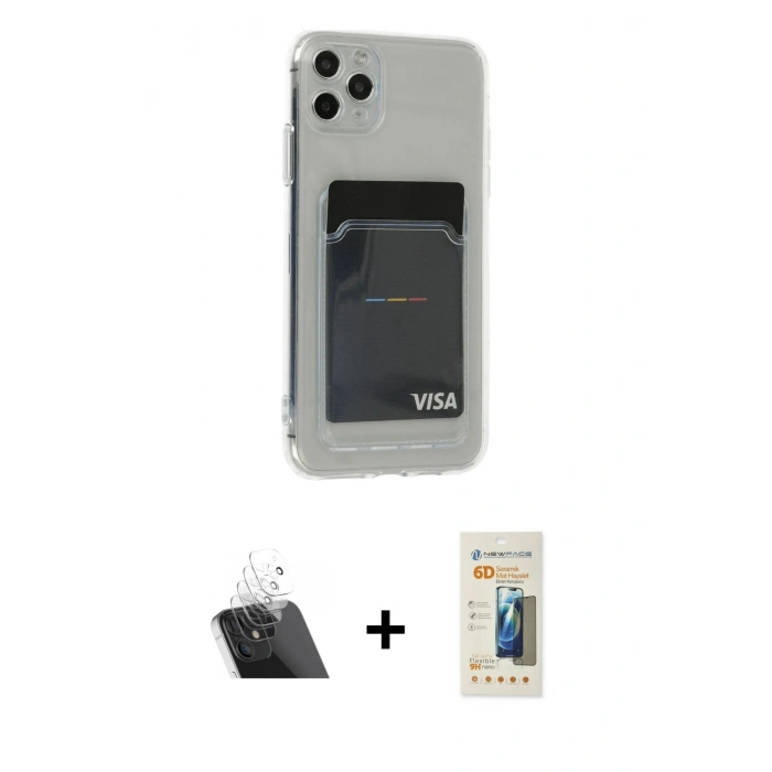 MARSİLYAN™- iPhone 11 Pro Max Kılıf Doruk Klasik Koleksiyonu - Siyah 6D Mat Seramik Hayalet Nano Ekran Koruyucu + Kamera Lens Koruma Cam - SF