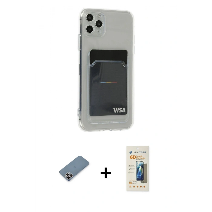 MARSİLYAN™- iPhone 11 Pro Max Kılıf Doruk Klasik Koleksiyonu - Siyah 6D Mat Seramik Hayalet Nano Ekran Koruyucu + Metal Kamera Lens Koruma Cam - MR