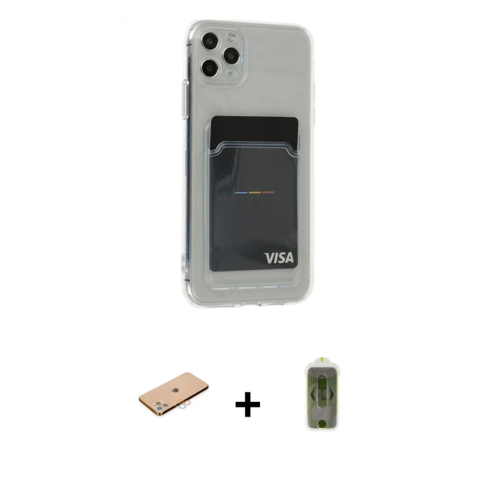 MARSİLYAN™- iPhone 11 Pro Max Kılıf Doruk Klasik Koleksiyonu - Siyah Joko Magic 5D Hayalet Cam + Pembe Renkli Kamera Lens Koruma Cam