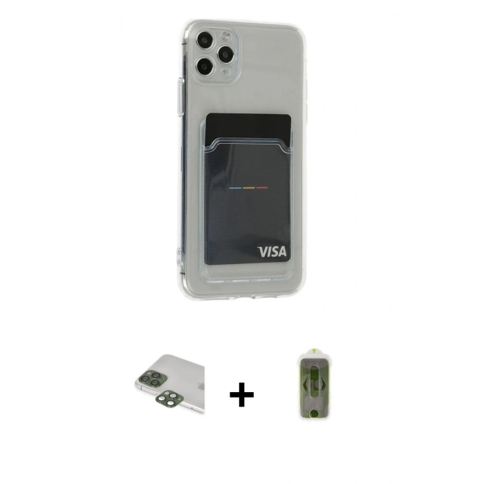 MARSİLYAN™- iPhone 11 Pro Max Kılıf Doruk Klasik Koleksiyonu - Siyah Joko Magic 5D Hayalet Cam + Yeşil Pers Alüminyum Kamera Lens