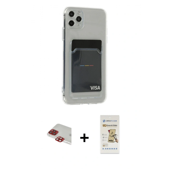 MARSİLYAN™- iPhone 11 Pro Max Kılıf Doruk Klasik Koleksiyonu - Siyah Mat Seramik Nano Ekran Koruyucu + Pers Alüminyum Kamera Lens - KI