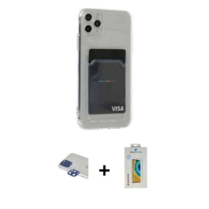 MARSİLYAN™- iPhone 11 Pro Max Kılıf Doruk Klasik Koleksiyonu - Siyah Polymer Nano Ekran Koruyucu + Pers Alüminyum Kamera Lens - LT