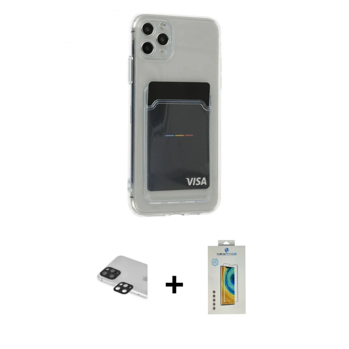 MARSİLYAN™- iPhone 11 Pro Max Kılıf Doruk Klasik Koleksiyonu - Siyah Polymer Nano Ekran Koruyucu + Pers Alüminyum Kamera Lens - SH