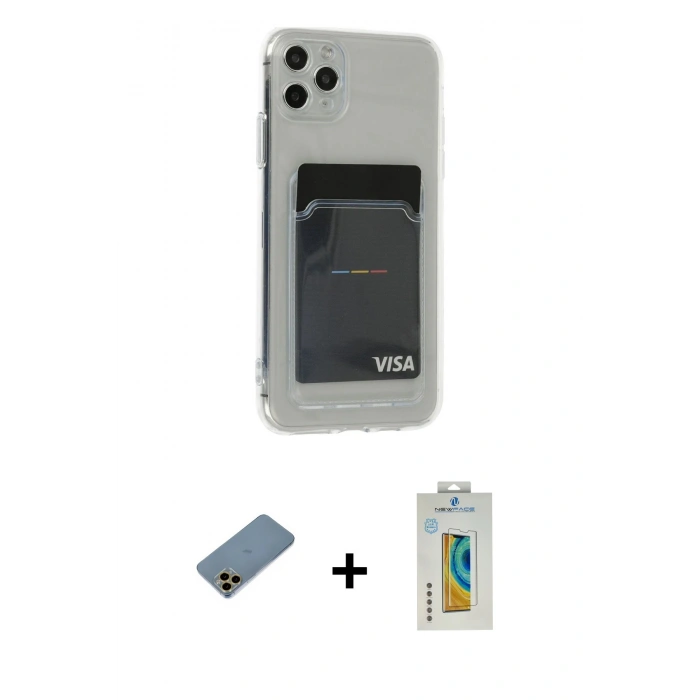 MARSİLYAN™- iPhone 11 Pro Max Kılıf Doruk Klasik Koleksiyonu - Siyah Polymer Nano Ekran Koruyucu + Shine Kamera Lens Koruma Cam - GD