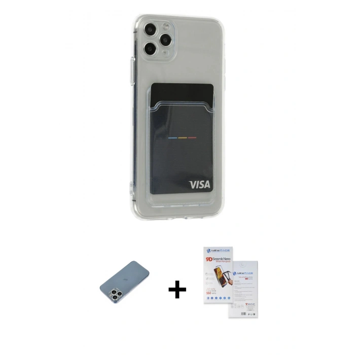 MARSİLYAN™- iPhone 11 Pro Max Kılıf Doruk Klasik Koleksiyonu - Siyah Seramik Nano Ekran Koruyucu + Shine Kamera Lens Koruma Cam - GS