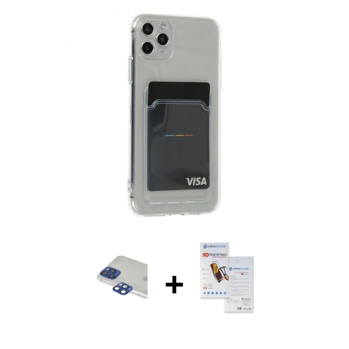 MARSİLYAN™- iPhone 11 Pro Max Kılıf Doruk Klasik Koleksiyonu - Siyah Seramik Nano Ekran Koruyucu + Pers Alüminyum Kamera Lens - LT
