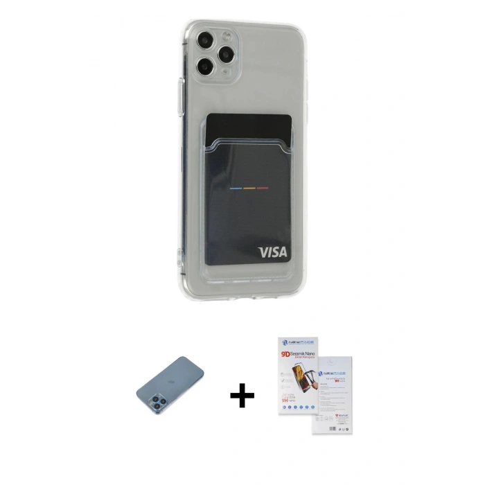MARSİLYAN™- iPhone 11 Pro Max Kılıf Doruk Klasik Koleksiyonu - Siyah Seramik Nano Ekran Koruyucu + Shine Kamera Lens Koruma Cam - MI