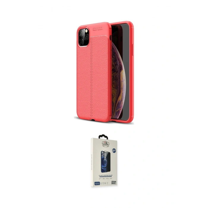 MARSİLYAN™- iPhone 11 Pro Max Kılıf Doruk Klasik Özel Seri - Siyah Bilvis Hayalet Cam Ekran Koruyucu