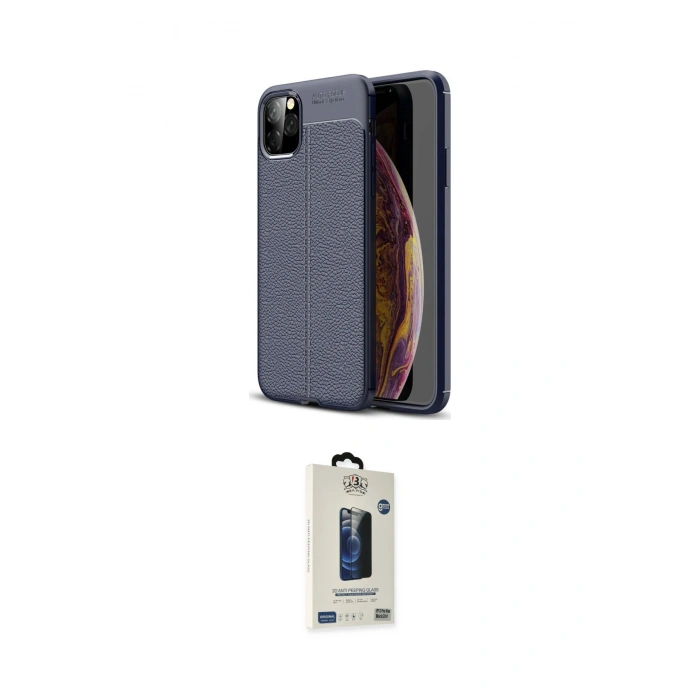 MARSİLYAN™- iPhone 11 Pro Max Kılıf Doruk Klasik Özel Seri - Siyah Bilvis Hayalet Cam Ekran Koruyucu