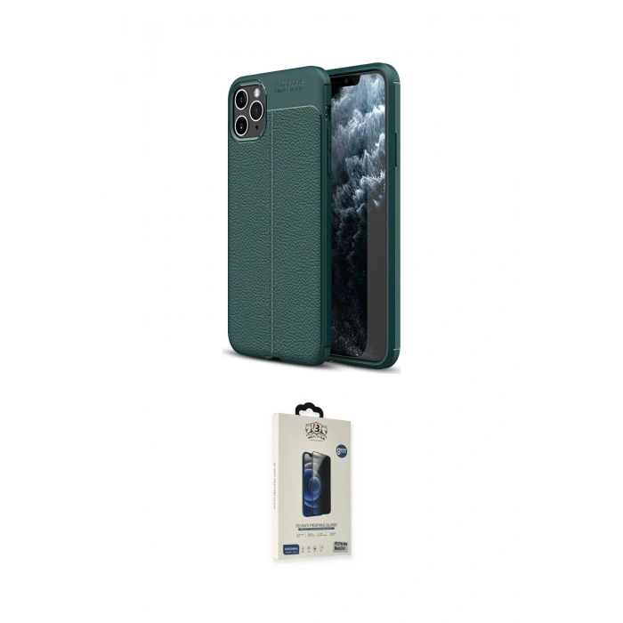 MARSİLYAN™- iPhone 11 Pro Max Kılıf Doruk Klasik Özel Seri - Siyah Bilvis Hayalet Cam Ekran Koruyucu