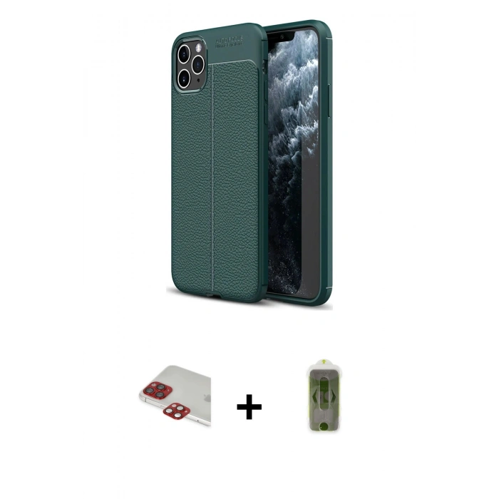 MARSİLYAN™- iPhone 11 Pro Max Kılıf Doruk Klasik Özel Seri - Siyah Joko Magic 5D Hayalet Cam + Pers Alüminyum Kamera Lens - KI
