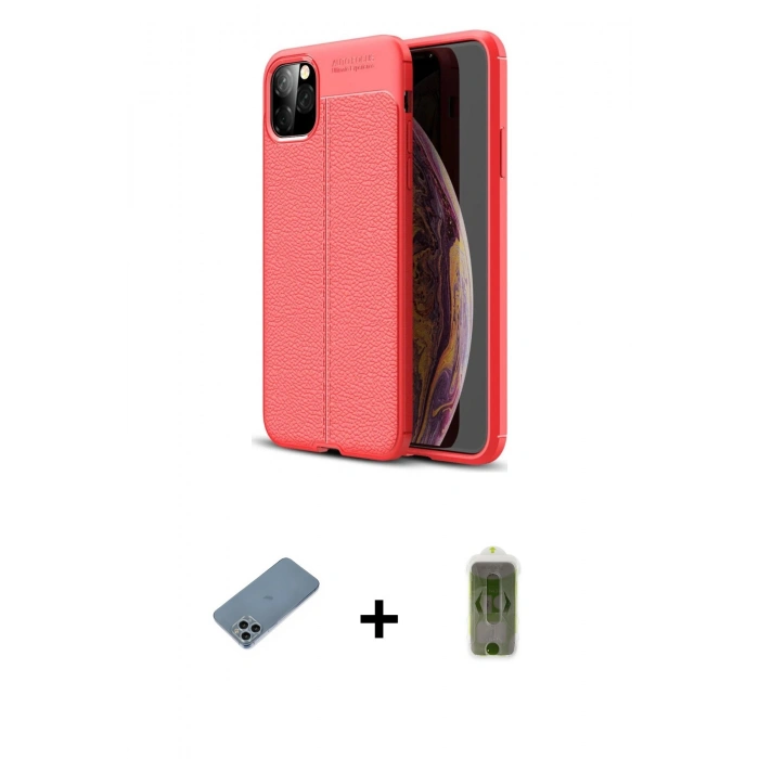 MARSİLYAN™- iPhone 11 Pro Max Kılıf Doruk Klasik Özel Seri - Siyah Joko Magic 5D Hayalet Cam + Shine Kamera Lens Koruma Cam - SABE