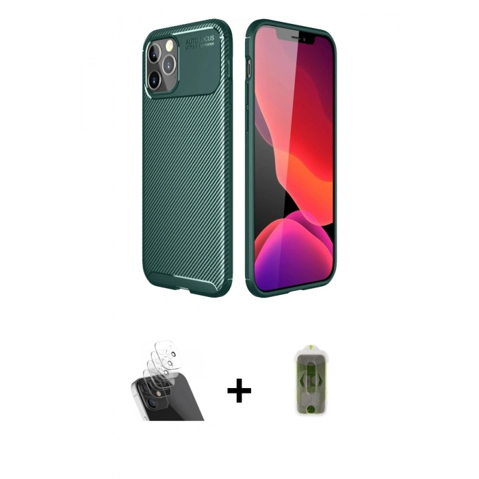 MARSİLYAN™- iPhone 11 Pro Max Kılıf Eksen Form Prime - Siyah Joko Magic 5D Hayalet Cam + Kamera Lens Koruma Cam - SF
