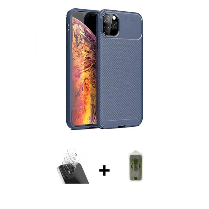 MARSİLYAN™- iPhone 11 Pro Max Kılıf Eksen Form Prime - Siyah Joko Magic 5D Hayalet Cam + Kamera Lens Koruma Cam - SF