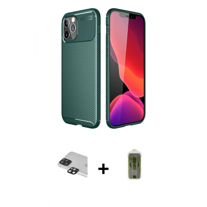 MARSİLYAN™- iPhone 11 Pro Max Kılıf Eksen Form Prime - Siyah Joko Magic 5D Hayalet Cam + Pers Alüminyum Kamera Lens - SH