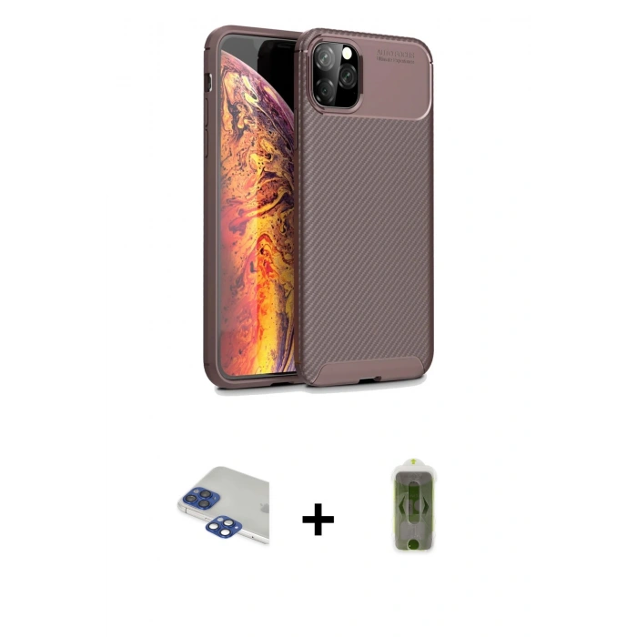 MARSİLYAN™- iPhone 11 Pro Max Kılıf Eksen Form Prime - Siyah Joko Magic 5D Hayalet Cam + Pers Alüminyum Kamera Lens - LT