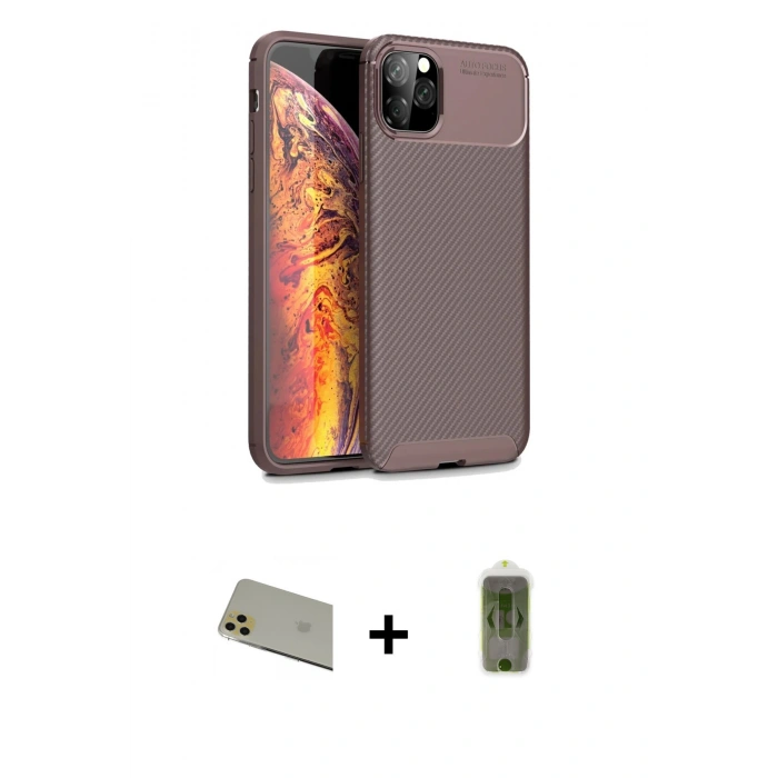 MARSİLYAN™- iPhone 11 Pro Max Kılıf Eksen Form Prime - Siyah Joko Magic 5D Hayalet Cam + Rainbow Kamera Lens Koruma Cam - GD