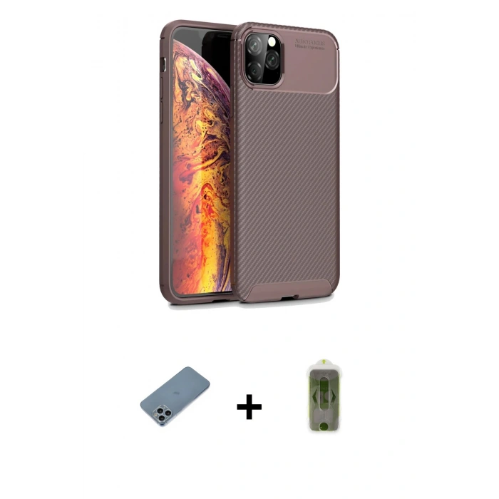 MARSİLYAN™- iPhone 11 Pro Max Kılıf Eksen Form Prime - Siyah Joko Magic 5D Hayalet Cam + Shine Kamera Lens Koruma Cam - SABE
