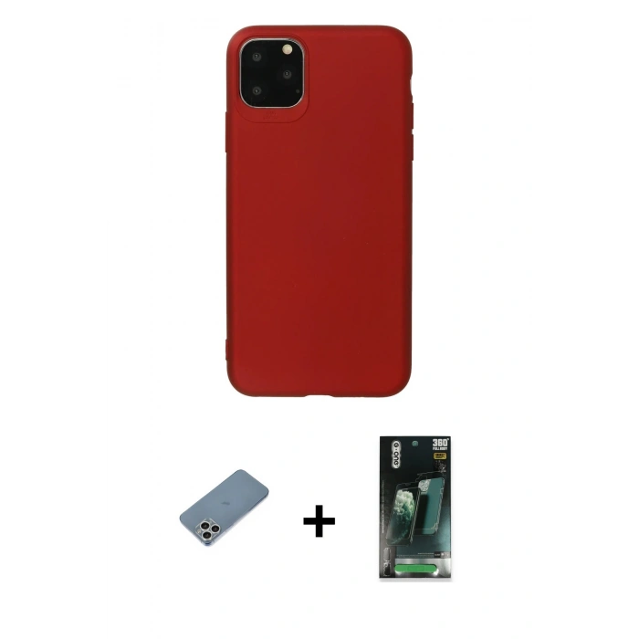 MARSİLYAN™- iPhone 11 Pro Max Kılıf Kozmos Yansıma Özel Seri - Şeffaf 360 Full Body Arka Koruyucu + Shine Kamera Lens Koruma Cam - GS