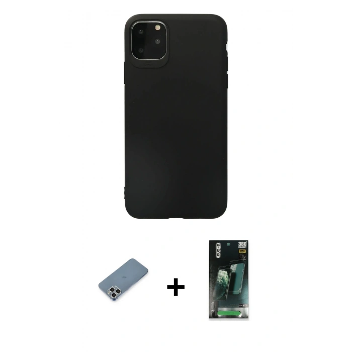 MARSİLYAN™- iPhone 11 Pro Max Kılıf Kozmos Yansıma Özel Seri - Şeffaf 360 Full Body Arka Koruyucu + Metal Kamera Lens Koruma Cam - GS