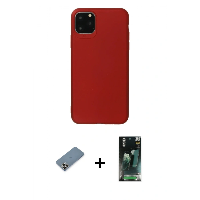 MARSİLYAN™- iPhone 11 Pro Max Kılıf Kozmos Yansıma Özel Seri - Şeffaf 360 Full Body Arka Koruyucu + Metal Kamera Lens Koruma Cam - GD