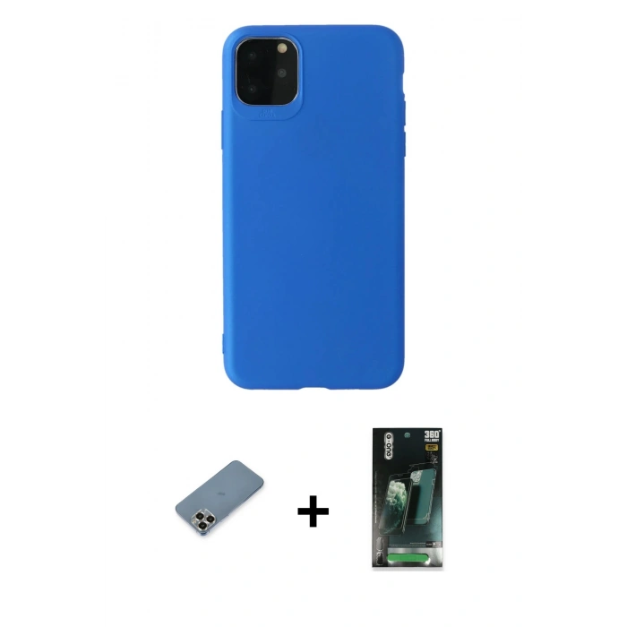 MARSİLYAN™- iPhone 11 Pro Max Kılıf Kozmos Yansıma Özel Seri - Şeffaf 360 Full Body Arka Koruyucu + Metal Kamera Lens Koruma Cam - GD