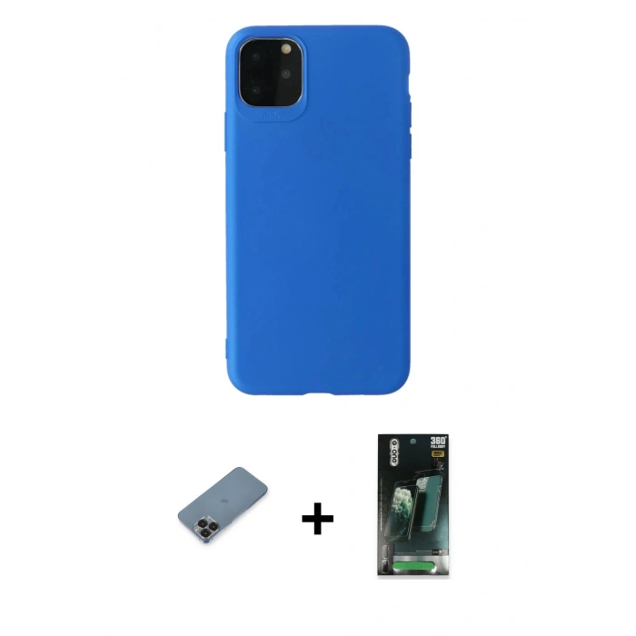 MARSİLYAN™- iPhone 11 Pro Max Kılıf Kozmos Yansıma Özel Seri - Şeffaf 360 Full Body Arka Koruyucu + Metal Kamera Lens Koruma Cam - SH