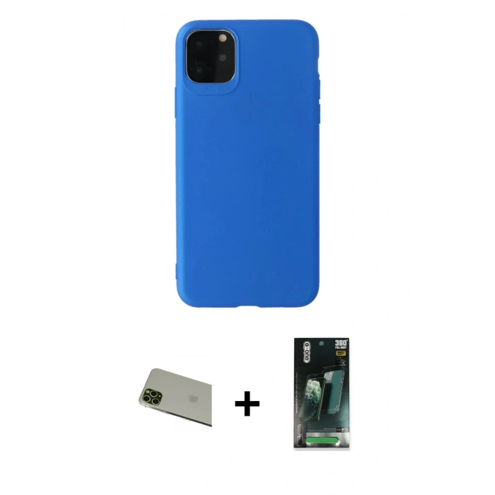 MARSİLYAN™- iPhone 11 Pro Max Kılıf Kozmos Yansıma Özel Seri - Şeffaf 360 Full Body Arka Koruyucu + Rainbow Kamera Lens Koruma Cam - YL