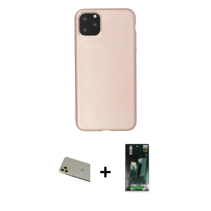MARSİLYAN™- iPhone 11 Pro Max Kılıf Kozmos Yansıma Özel Seri - Şeffaf 360 Full Body Arka Koruyucu + Rainbow Kamera Lens Koruma Cam - GD