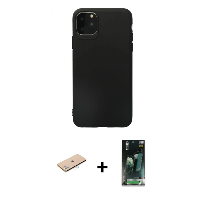 MARSİLYAN™- iPhone 11 Pro Max Kılıf Kozmos Yansıma Özel Seri - Şeffaf 360 Full Body Arka Koruyucu + Renkli Kamera Lens Koruma Cam - MI