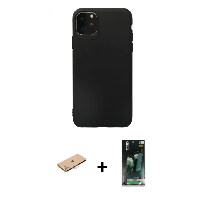 MARSİLYAN™- iPhone 11 Pro Max Kılıf Kozmos Yansıma Özel Seri - Şeffaf 360 Full Body Arka Koruyucu + Renkli Kamera Lens Koruma Cam - PE