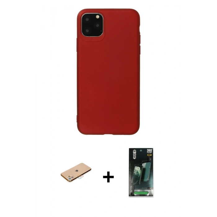 MARSİLYAN™- iPhone 11 Pro Max Kılıf Kozmos Yansıma Özel Seri - Şeffaf 360 Full Body Arka Koruyucu + Renkli Kamera Lens Koruma Cam - PE