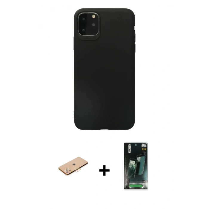 MARSİLYAN™- iPhone 11 Pro Max Kılıf Kozmos Yansıma Özel Seri - Şeffaf 360 Full Body Arka Koruyucu + Renkli Kamera Lens Koruma Cam - TU