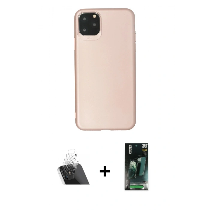 MARSİLYAN™- iPhone 11 Pro Max Kılıf Kozmos Yansıma Özel Seri - Şeffaf 360 Full Body Arka Koruyucu + Kamera Lens Koruma Cam - SF