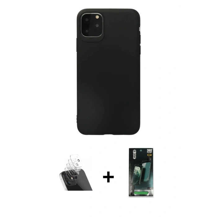 MARSİLYAN™- iPhone 11 Pro Max Kılıf Kozmos Yansıma Özel Seri - Şeffaf 360 Full Body Arka Koruyucu + Kamera Lens Koruma Cam - SF