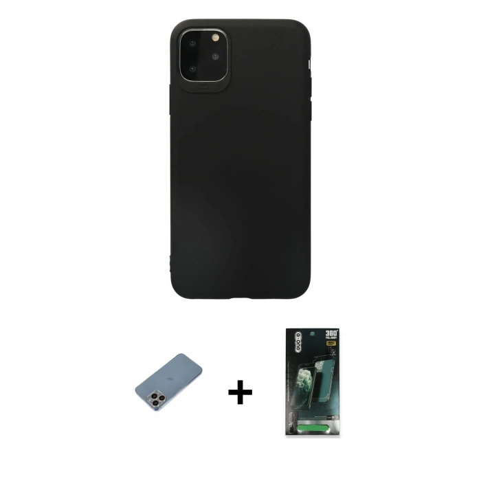MARSİLYAN™- iPhone 11 Pro Max Kılıf Kozmos Yansıma Özel Seri - Şeffaf 360 Full Body Arka Koruyucu + Shine Kamera Lens Koruma Cam - GI