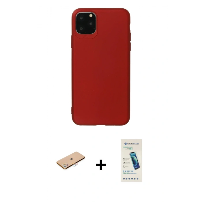 MARSİLYAN™- iPhone 11 Pro Max Kılıf Kozmos Yansıma Özel Seri - Şeffaf Pasifik Cam Ekran Koruyucu + Renkli Kamera Lens Koruma Cam - PE