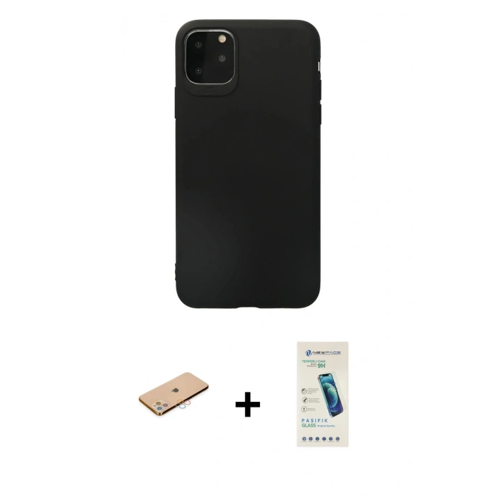 MARSİLYAN™- iPhone 11 Pro Max Kılıf Kozmos Yansıma Özel Seri - Şeffaf Pasifik Cam Ekran Koruyucu + Renkli Kamera Lens Koruma Cam - PE