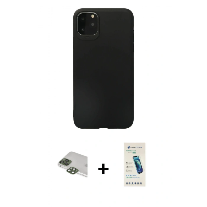 MARSİLYAN™- iPhone 11 Pro Max Kılıf Kozmos Yansıma Özel Seri - Şeffaf Pasifik Cam Ekran Koruyucu + Pers Alüminyum Kamera Lens - YL