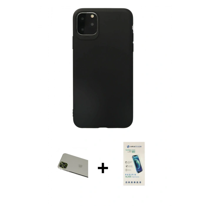 MARSİLYAN™- iPhone 11 Pro Max Kılıf Kozmos Yansıma Özel Seri - Şeffaf Pasifik Cam Ekran Koruyucu + Rainbow Kamera Lens Koruma Cam - YL